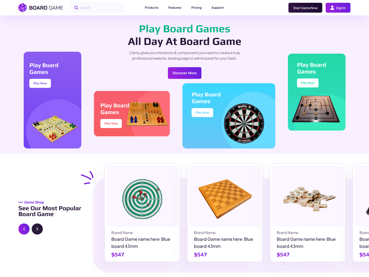 free board games wordpress theme