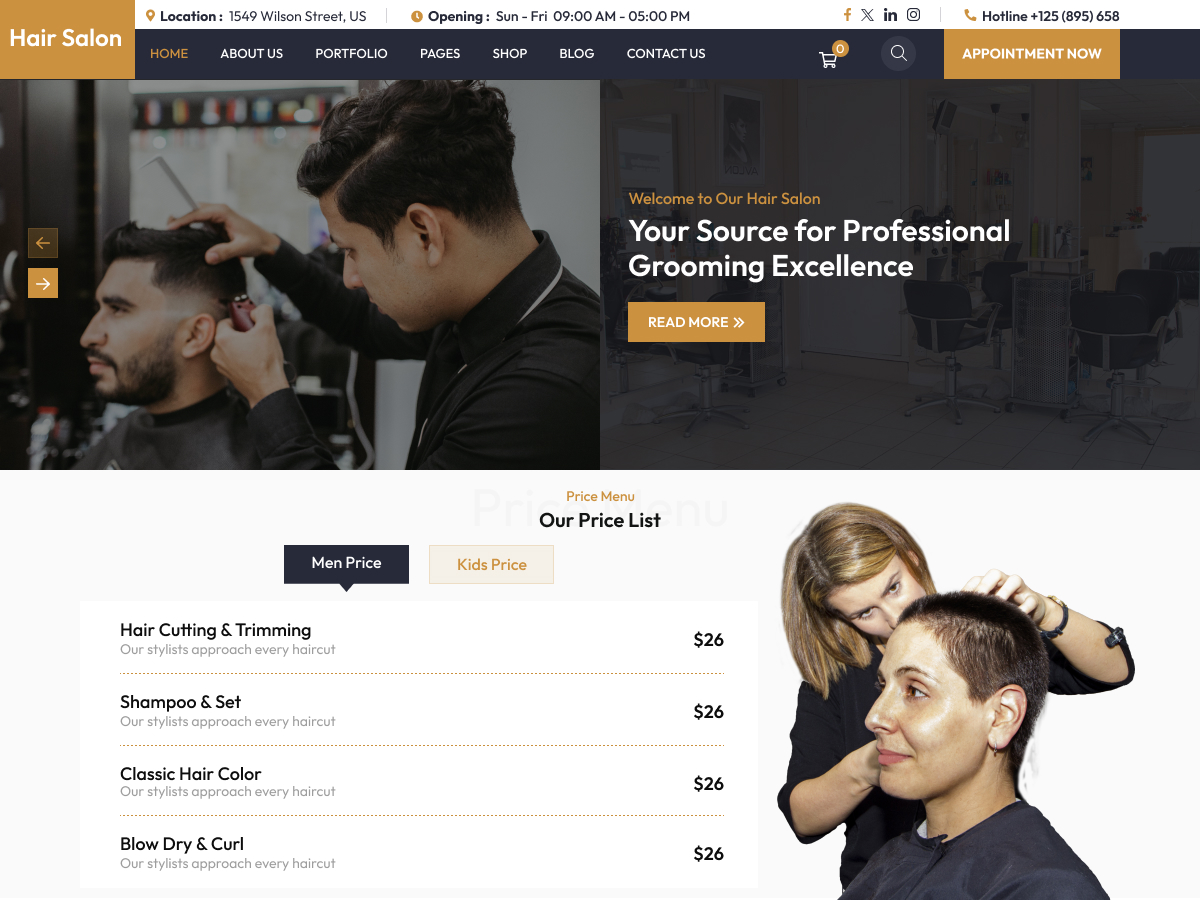 Free Salon WordPress Theme