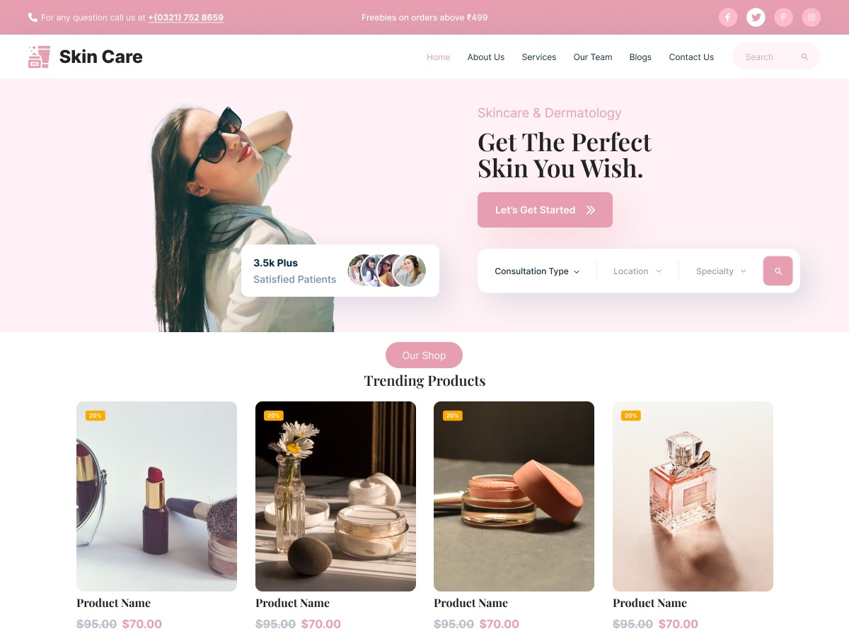 Free Skin Care WordPress Theme For Your Beauty Business