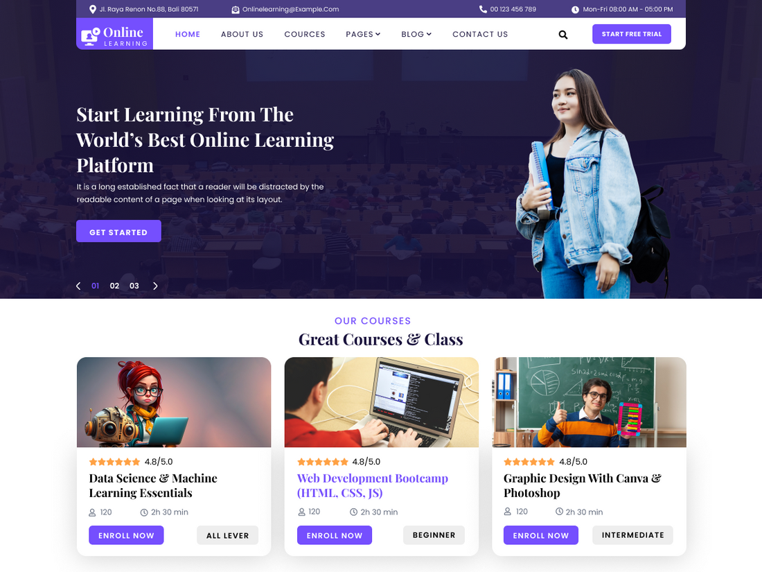 Online Learning LMS – Best Education Website Templates – Omegathemes