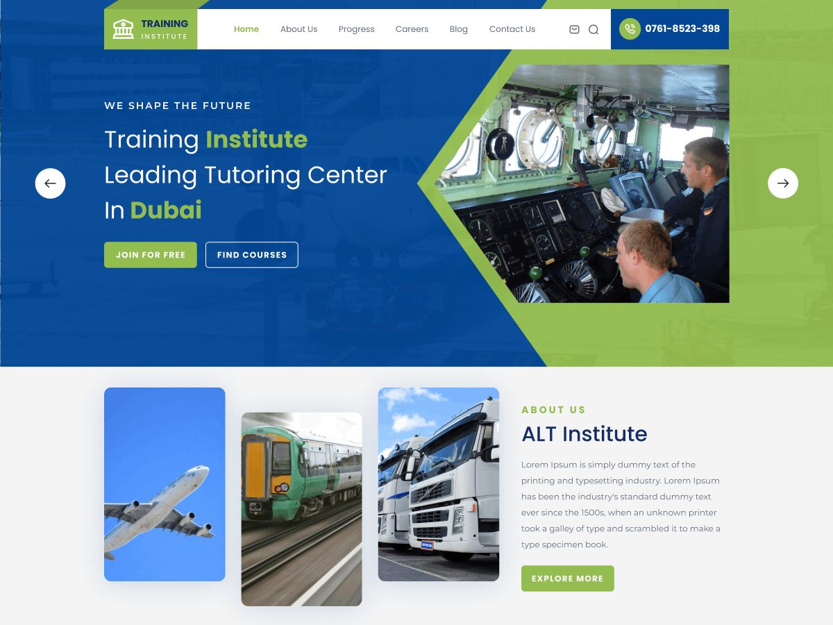 Modern Free Training Institute WordPress Theme For Tutors – Omegathemes