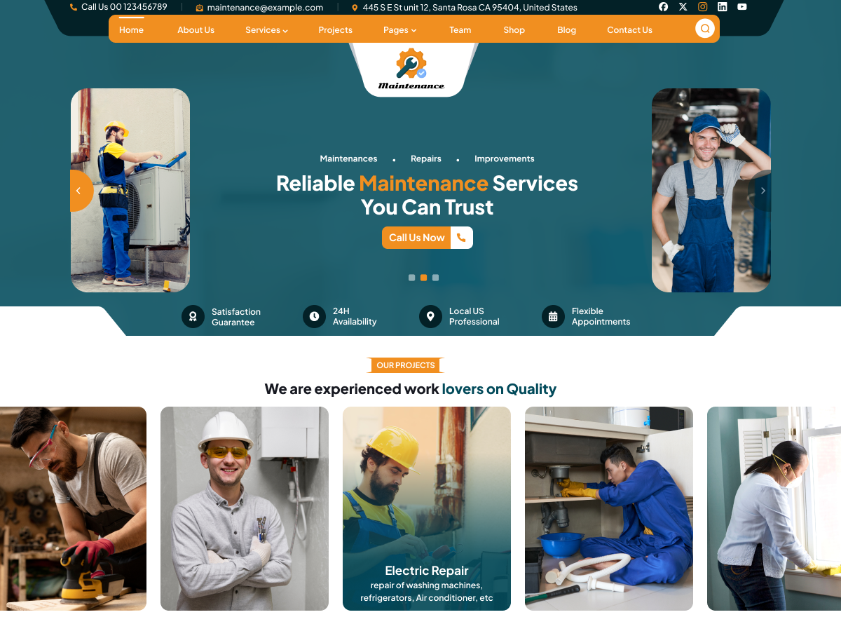 Maintenance Works Professional Website Theme for Handyman Services ...