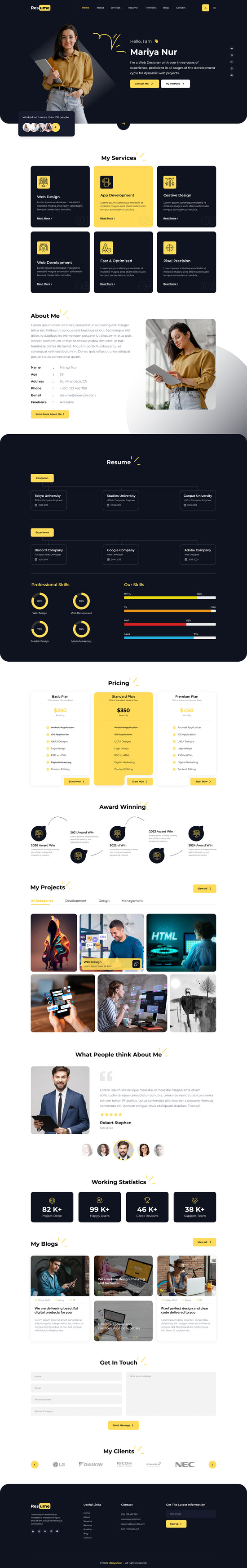 Resume WordPress Theme for Personal CV & Portfolio and Website ...